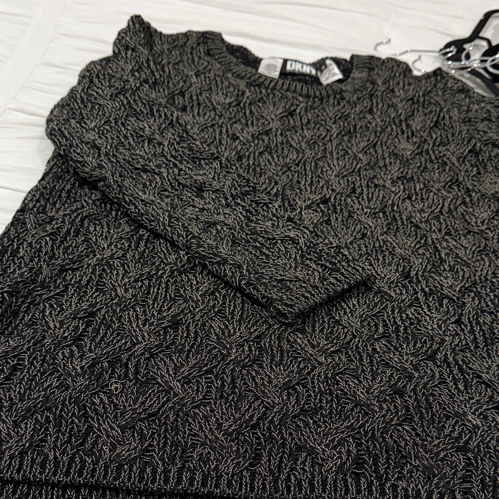 DKNY Charcoal and Black Knit Pullover